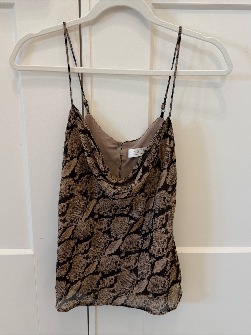 ASTR The Label Taupe and Black Snake Print Cami